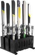 12-Pair Ski Storage Rack w/Width-Adjustable Fixing Bars, Heavy Duty Metal Freestanding Ski Rack - Ideal Organizer for Garage, Home and Store, 26" L ×25.2" W ×13.6" H