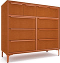 Naima Premium Fabric Dresser - Strong Metal Frame, 10 Spacious Sag-Proof Drawers with Sleek Metal Handles - Premium & Durable Storage Solution for Your Home (Orange)