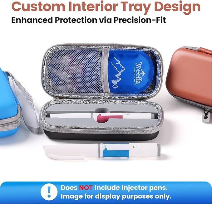 Hard Shell Insulated Cooler Travel Case for 1 Ozempic or Wegovy Injector Pen & Needles, TSA Approved Cold Pack, Easy to Clean, Compact Syringe Box Holder for Trip & Daily Use (Pink)