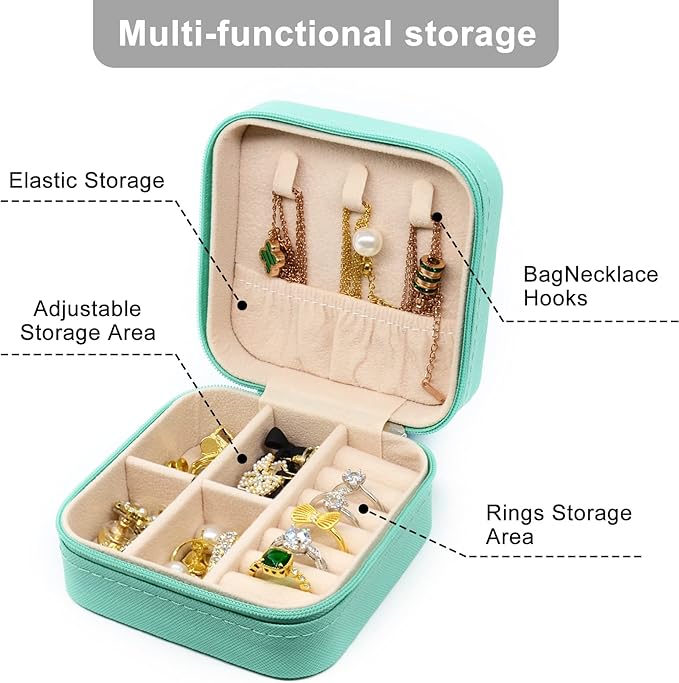KEINE MARKE Small Jewelry Box, Travel Portable Jewelry Case for Ring, Pendant, Earring, Necklace, Bracelet Organizer Storage Holder Boxes (blue*8).