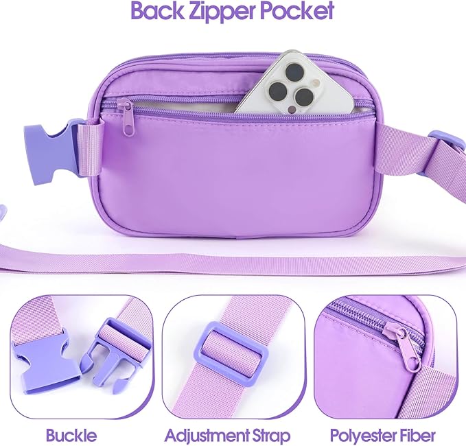 Pin Bag Fanny Pack, Ita Bag Storage Purple Crossbody Belt Bags for Women Teens Girls Gifts, Pins Boards For Sports, Memorial, Travel Brooches (No Pins Included) Purple