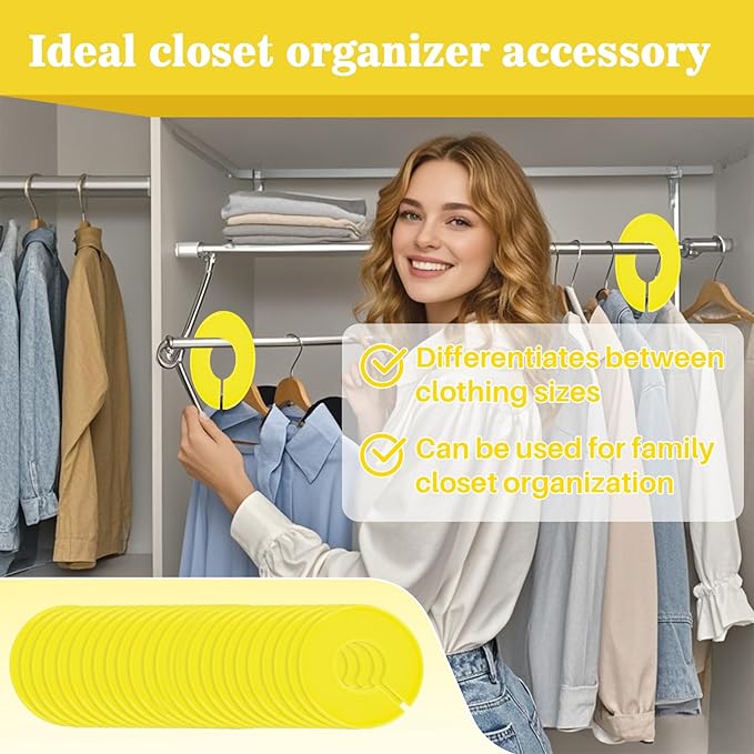 Sukh Closet Dividers 30pcs - Plastic Clothes Organizer Shelf Tags Labels for Clothing Rack Wardrobe Store Warehouse Nursery Must Haves Boutique Supplies Sturdy Durable Flexible No Burrs (Yellow)