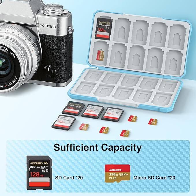 HEIYING Memory Card Case for SD/TF Cards,Portable SD Card Holder Storage Case Compatible with 20 SDXC SDHC and 20 TF Cards Slots