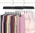 TOPIA HANGER 2 Pack Bra Hanger with Leggings Organizer, 2-in-1 Space Saving Hangers Neatly Store Max 20 Bras and 10 Leggings, Pants Jeans Shorts Skirt Tank Top Hanger for Closet Black CT76B