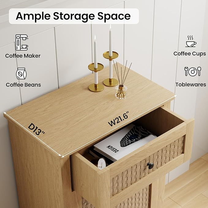 Tilt Out Laundry Hamper Cabinet,10 Gallon Laundry Cabinet with Drawers ＆ Hidden Baskets, Farmhouse Storage Basket for Laundry Room, Bathroom, Kitchen, Wood