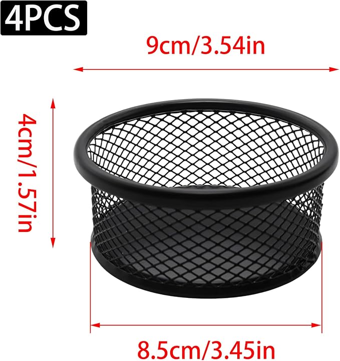 4 Pack Mesh Paper Clip Holder, Paperclip Holder for Desk, Paper Clip Dispenser Organizer