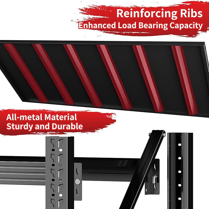 4000LBS Garage Shelving 48" W Garage Shelving Heavy Duty 4-Tier Metal Storage Shelves Adjustable Shelf Unit Storage Rack for Basement Supermarket Warehouse 48" W x 24" D x 78" H Black
