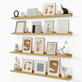 Fun Memories Picture Ledge Shelf, Floating Shelves Set of 4, 40 Inch Picture Shelves for Wall with Ledge, Large Nursery Book Shelf for Toys Storage, Living Room, Bedroom Decor Frames, Oak