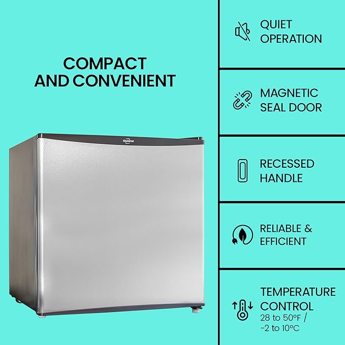 Koolatron Refrigerator - Mini Fridge With Freezer For Kitchen, Bedroom, office, Dorms, Cool Storage For Wine, Beverages, Compact Free Standing, Neveras Pequeñpara, 1.6 Cubic Feet Capacity, White