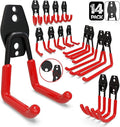3-H Garage Wall Hooks 14 Pack,Garage Hooks Heavy Duty with Extra Welding Spots,Garage Hooks for Hanging,Garage Organizer for Garden,Lawn,Yard Tools,Chairs,Ladders,WeedEater,Shovel,Blower(Red)