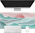 Ocean Wave and Mountain Large Gaming Mouse Pad,Waterproof Desk Mat for Desktop,Non-Slip Rubber Base Mousepad with Stitched Edges for Laptop Office and Home 35.4X15.7 Inch