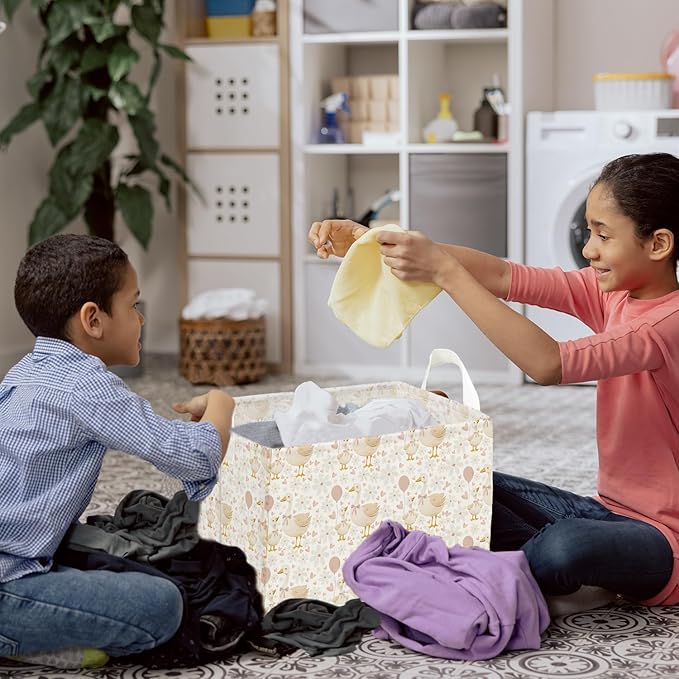 A New Silly Goose Storage Basket, Cute Waterproof Canvas Toy Storage Box, Foldable Room Decorative Basket with Handle, Gift for Christmas, Suitable for Wardrobe, Bedroom, Home Living Room Shelf