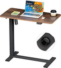 BIZUM Small Electric Standing Desk Bedside Table with Hidden Wheels 31.5 x 15.8 Inch Adjustable Computer Laptop Office Desk, Walnut