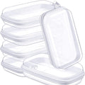 Sanwuta 6 Pcs Clear Hard Zipper Case Hard Plastic Zipper Pouches Transparent Makeup Bag Pencil Pouches for Travel Snacks Christmas Trinket Storage Organizer Box(White,7.48 x 3.94 x 2 Inch)