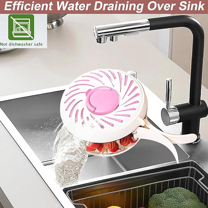 2025 Upgrade Fruit Washing Bowl with Strainer(2.85QT+1QT),3 in 1 Multipurpose Drain Basket with Lid & Ice Box,Foldable Handle Fruit Strainer,Fruit Washer Perfect for Fridge Storage and Outdoor Picnics