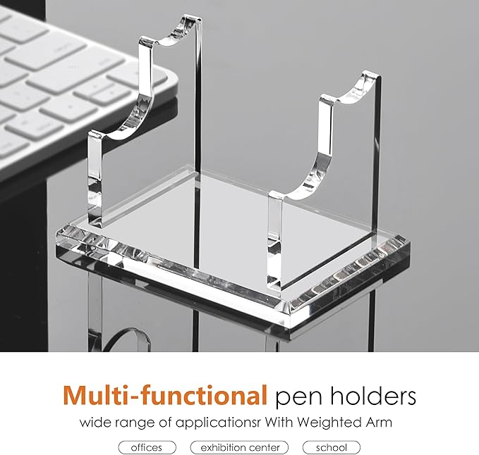 SANRUI 2 Tier Acrylic Pen Holder Display Stand, Fountain Pen Pencil Makeup Brush Rack, Ballpoint Pen Showholder, Paintbrush Drying Rack Organizer Desk for Home School Office or Store Use