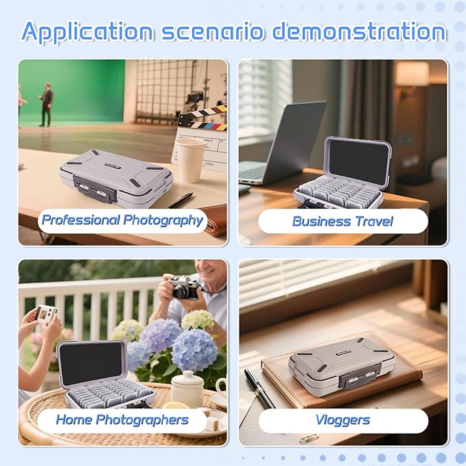 36 Slots Memory Card Case & 36 Transparent Card Cases, Light Gray Camera SD Card Holder Storage with Individual Plastic Card Holder Case for SD Card, Camer Card Organizer for SD Card