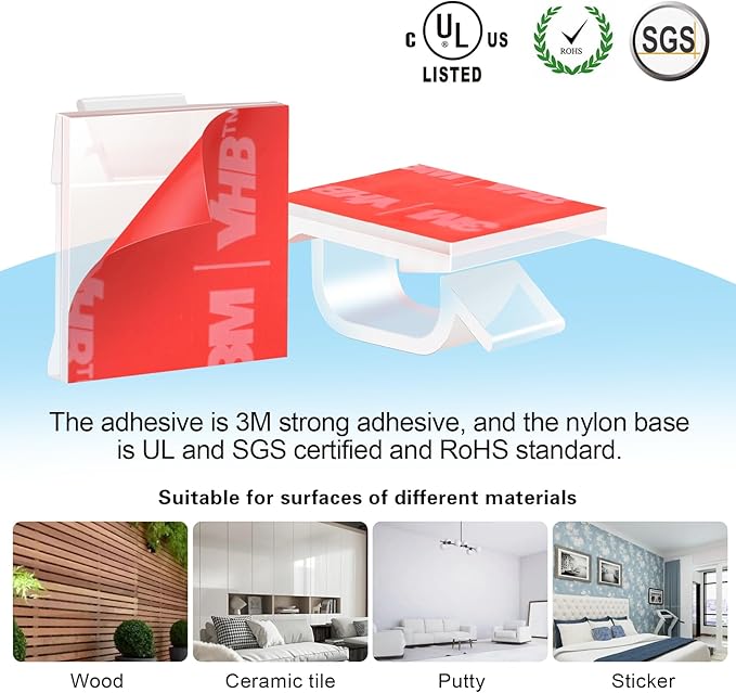 120PCS XHF Adhesive Cable Wire Clips Clear, Outdoor Christmas Light Clips, Cable Holder Staples Cable Management Wire Organizer Cord for Under Desk, Car, Wall, TV PC Ethernet Cable