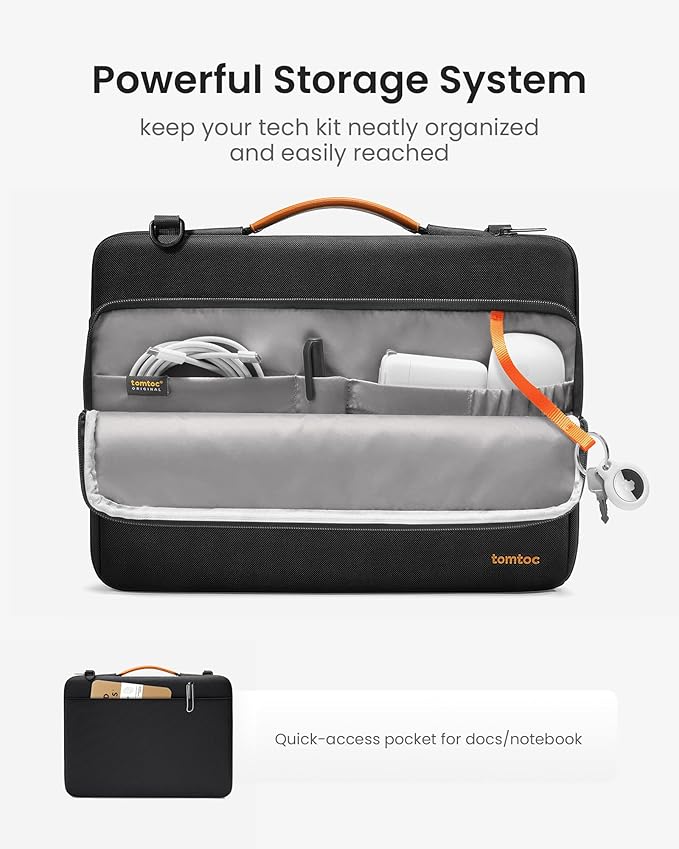 tomtoc 360 Protective Laptop Shoulder Bag for 13-inch 2025 MacBook Air M4/A3240, M3/A3113, M2/A2681, M1/A2337, MacBook Pro M2/A2686 M1/A2338, Water-Resistant Laptop Accessory Carrying Case Sleeve