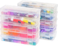 IRIS USA Pencil Case Box Storage Container for Organizing with Snap Lid, 10-Pack, Big Capacity Stackable Plastic Pen Pouch for Craft Hobby Art Supplies Journaling Stationery Sticker, Clear, Large