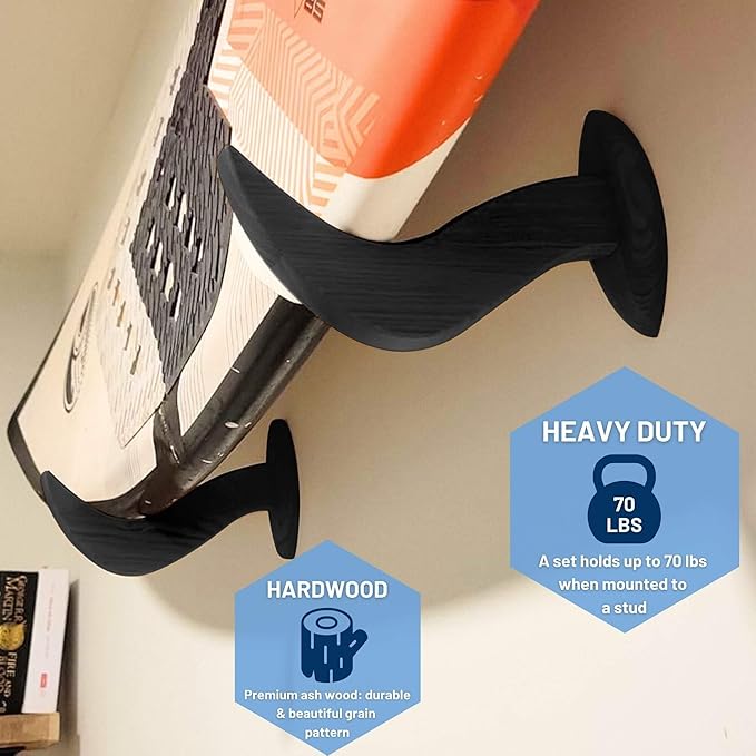 Hang 11 Surfboard Wall Mount - Surf Board Wall Hangers, Surfboard Mount, Beautiful Sustainable Wooden Rack, Perfect to Display Your Board, Surf Racks, Horizontal Hanger, Surfing Accessories