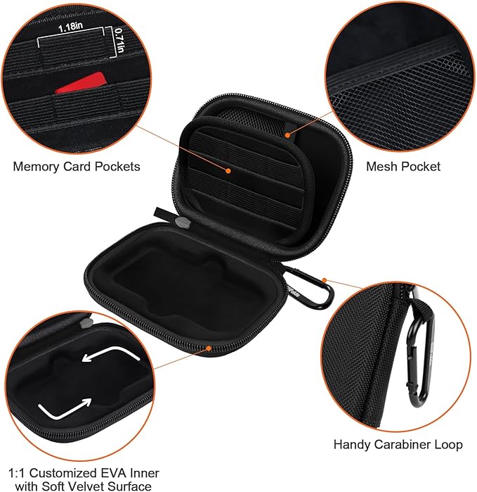 Hard Case for SanDisk Extreme Portable SSD 500GB 1TB 2TB 4TB 8TB External Solid State Drive Case -Custom-Insert Shockproof Protective Storage Travel Bag for SSD SD Card Holder (Black)
