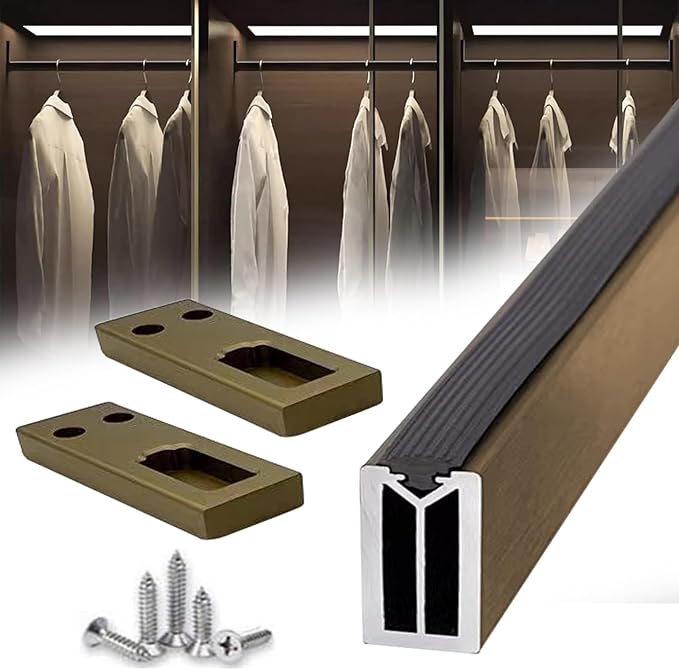 Square Closet Rods-Cuttable, Removable-Heavy Duty Black Wardrobe Rods and Brackets-Commercial, 12 16 18 24 28 30 60 72 In-Suitable for.Laundry.Home.Hotel.Clothing Store (Champagne,59in)