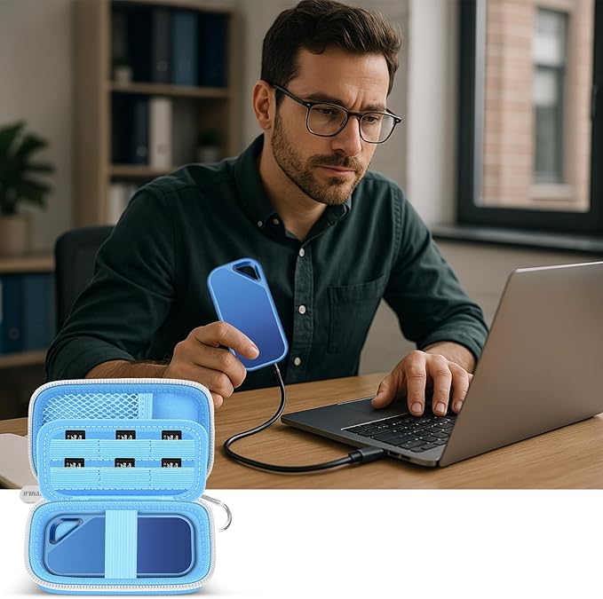 Case Compatible with SanDisk 1TB 2TB 4TB 500GB 8TB for SanDisk Extreme PRO Portable SSD External Hard Drive, Memory Card SD SDXC SDHC Card Storage Holder Organizer (Box Only)(Lightblue)