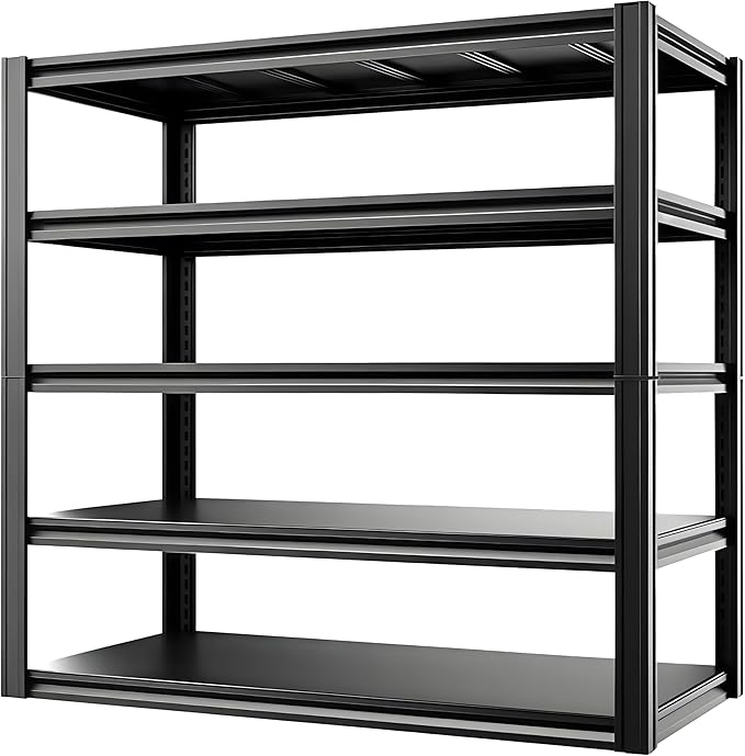 Industrial Storage Rack,Heavy-Duty Steel Shelving Unit,Multi-Purpose Garage Organization System Black 72" H x 35" W x 15.5" D 5-Tier