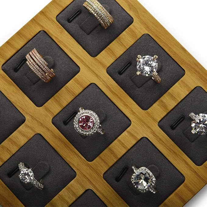 Jewelry Ring Display Tray Solid Wood Display Rings Stand Storage Jewelry Display Props Tray