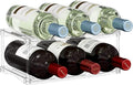 Lifewit Stackable Water Bottle Storage Organizer, Clear Freestanding Wine Bottle Holder for Cabinet, Tumbler Cup Organizer, Plastic Large Compartment Wine Rack for Fridge Cellar, 2Tier Hold 6