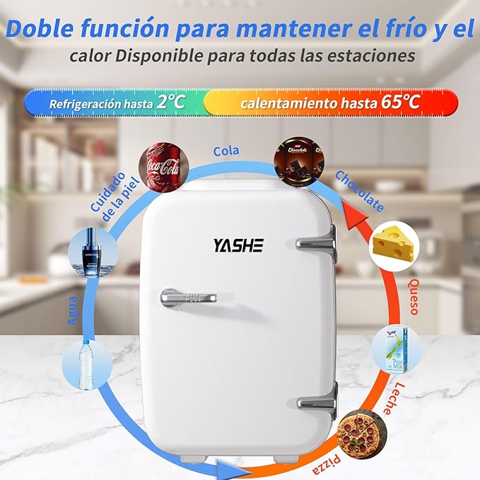 Mini Fridge, 4 Liter/6 Cans Small Refrigerator for Skincare, 110V AC/ 12V DC Thermoelectric Cooler and Warmer for Drink Office Dorm Bedroom Car, White