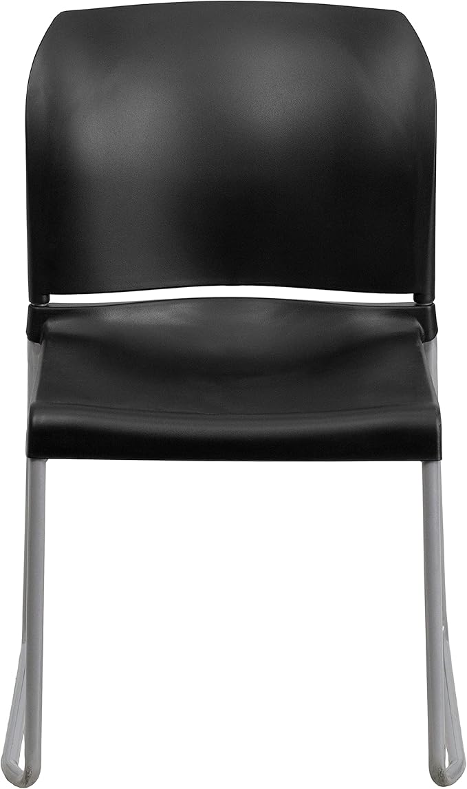 Flash Furniture Hercules Series Contoured Stacking Chairs for Waiting Rooms and Offices, Ergonomic Lobby Chairs with Curved Back, Set of 5, Black