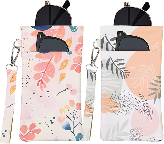 Double Eyeglass Case Soft Dual Glasses Case for Women Men Travel Squeeze Top Sunglasses Cases Eyeglasses Pouch