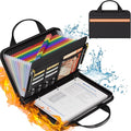 Fireproof Accordion File Organizer with Binder, 1 Inch D Rings Hold up 225 Sheets of 8.5" x 11", 13 Pocket Colorful Expanding File Folder with Zipper & Labels, Portable Travel Safe Storage