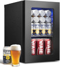 Beverage Cooler Refrigerator - 24 Cans Mini Beverage Fridge with Temperature Control for Beer Soda Water Drink, Small Wine Cellar Beverage Refrigerator for Bedroom Office Home Bar