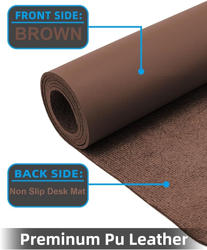 Desk mat Large, Leather Desk Pad Protector,Office Desk Mat,Mouse Pad, Non-Slip Desk Blotter, Laptop Desk Pad, Waterproof Desk Writing Pad for Office&Home (Coffee, 48" x 24")
