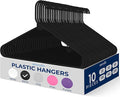 SereneLife Premium 10 Pack Plastic Hangers, Lightweight, Durable, Space Saving Clothes Organizers, Suitable for Shirts, Sweaters, Hoodies, Dresses, Kids Clothes, Good for Home Organization (Black)
