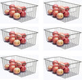 6 Pack Freezer Organizer Bins - Stand up Freezer Organizers for 16 Cu.Ft Upright Freezer, Easily Get Food Improve Air Circulation, Wire Storage Baskets, Black