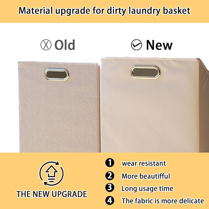 Laundry Hamper with 2-Tier Shelves & Tilt Out Basket, Laundry Baskets Organizer Hampers Bathroom Storage Shelf for Laundry Room, Bathroom, Nursery, Bedroom, Guest Room, Closet (2 Tier - Large)