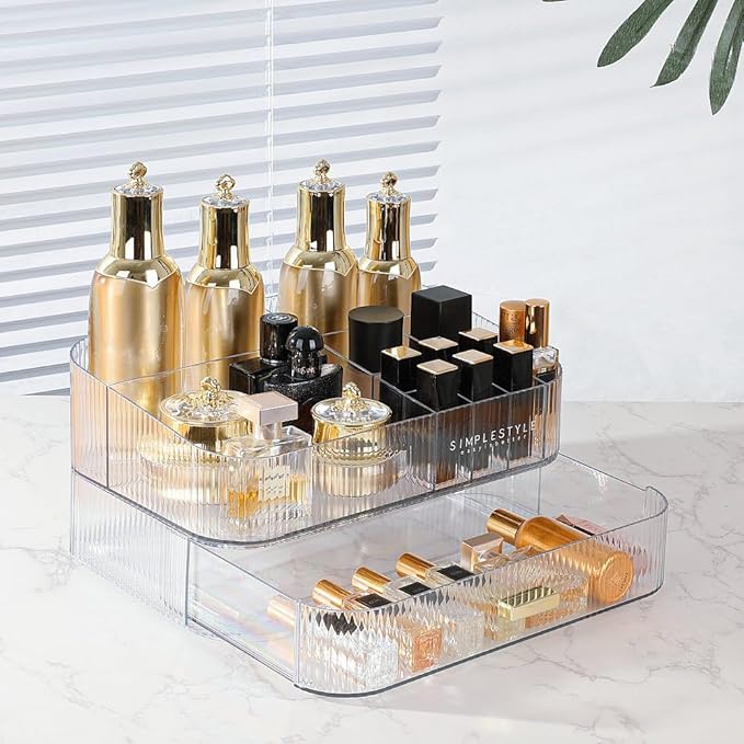 Makeup Organizer with Drawers Stackable Skincare Cosmetic Makeup organization for vanit Bathroom Desk Countertop
