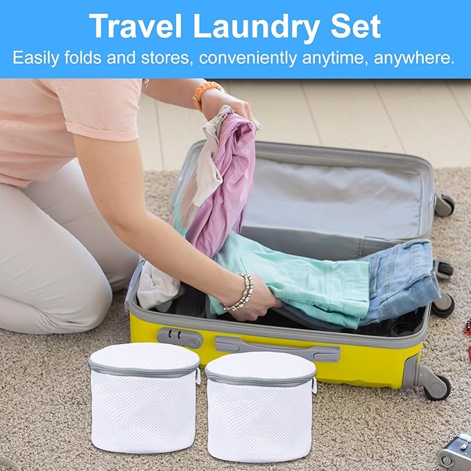 2pcs Underwear Bra Mesh Laundry Bag, 6.50x5.91in/16.5x15cm Durable Reusable Delicate Undergarment Laundry Net with Reinforced Washing Machine Mesh for College Dorm Travel Family Apartment