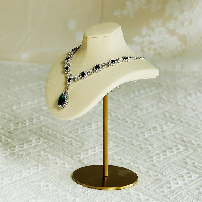 Necklace Display Stand For Selling Velvet Chain Jewelry Bust Holder Organizer With Stainless Steel Stand Jewelry Display