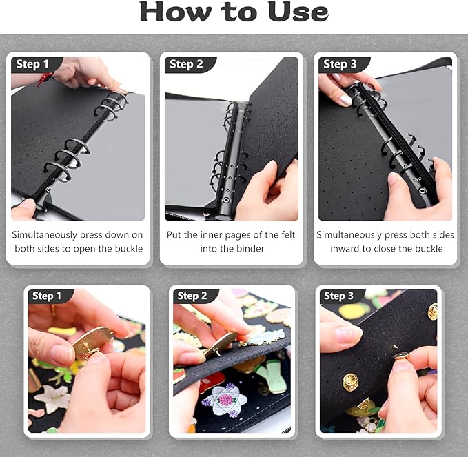 Enamel Pin Display Book Pin Collection Binder Holder Trading Book with 8-Page Display Boards A5 Brooch Pin Storage Organizer Binder Album for Travel Collectors (Black)