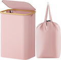 Lifewit 80L Laundry Basket with Lid, Clothes Hampers for Laundry with Bamboo Handles and A Removable Bag, Large Foldable Laundry Hamper for Bedroom, Bathroom, Dorm, Laundry Room, Pink
