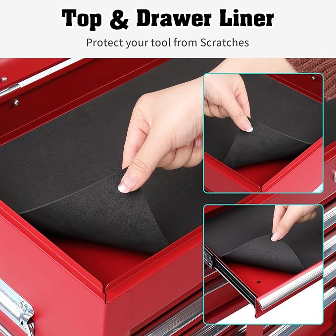 Metal Tool Box Organizer | Lockable Tool Chest | Toolbox with 5 Sliding Drawers | Large Tool Storage Box Organizer | Portable Toolchest with Keys for Garage Workshop and Tool Room | Red