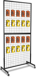 3'x 6' Gridwall Panel Display Stand with T-Base, Black Wire Grid Wall Panels with Wheels, Craft Display Rack, Art Display Stand, Retail Display, Show Rack
