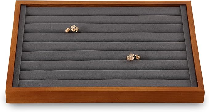 Ring Storage Tray, Wood Ring Tray For Jewelry,Black Earring Stud Organizer,Premium Jewelry Drawer Organizer