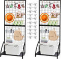 Eastern Tree Grid Wall Panels, Black Gridwall Panels Stand with Base Plate, Wire Grid Wall Panel Display with Wheels, Craft Show Display Rack, Retail Display with 20 Pieces Hooks, 2 Packs 2.5'x 6'