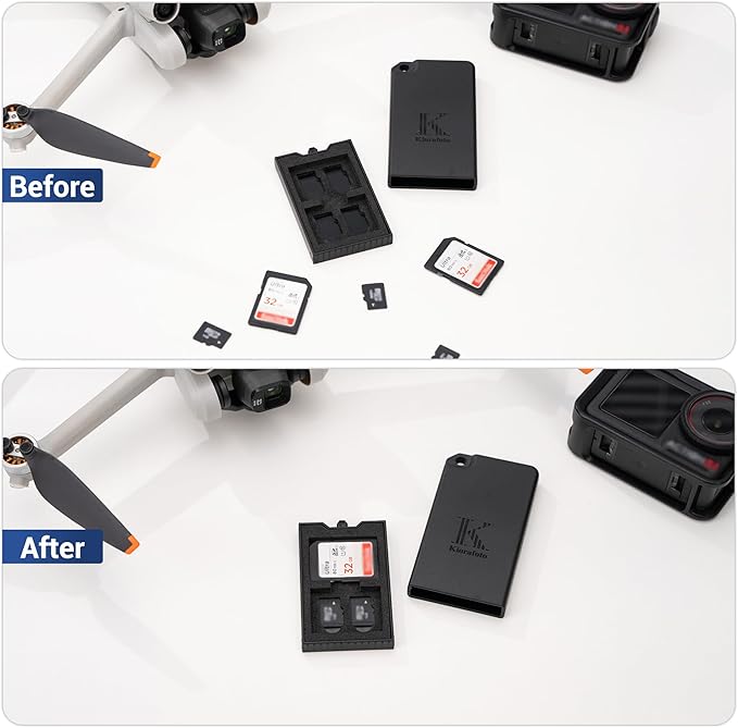 Pop-up Small Memory Card Case Holder for 2 SD SDHC SDXC Cards & 4 TF MicroSD MSD Cards with Carabiner, Portable Anti-Shock Splash-Proof Micro SD Card Case Storage Protector Organizer Keeper Container
